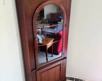 Cherry corner cupboard/curio, two of a pair