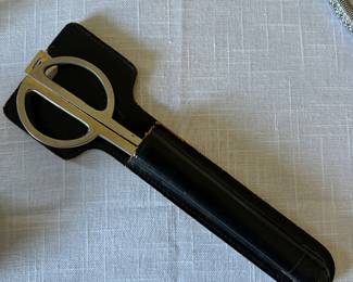 Mid century gift Brass scissors and ruler set