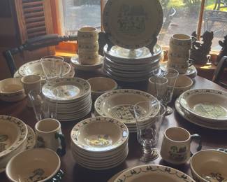 Homestead, provincial, Poppy Trail, hand decorated, made in California, USA pottery, approximately 69 pieces