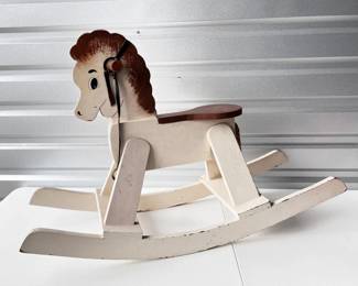 81 HandPaintedWoodenRockingHorse