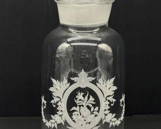 43 VintageApothecaryEtchedFloralLeafMotifJar