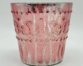 80 AntiquedRoseColoredGlassPlanter