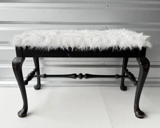 70 PaintedWoodenBenchwFauxFur