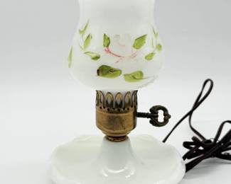 106 VintageMilkGlassHurricaneTableLamp