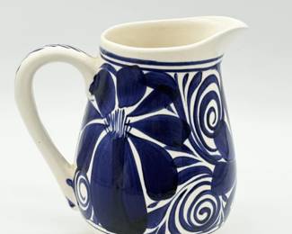 96 BlueWhiteFloralSwirlDesignCeramicPitcher