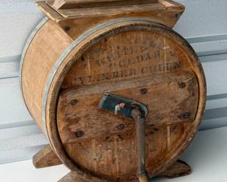 5 AntiqueWhiteCedarWoodenCylinderButterChurn