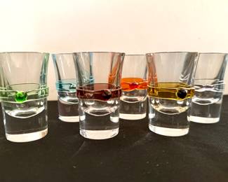 Salviati Murano glass  shot glasses. 
