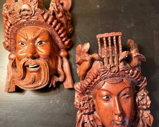 Rosewood Chinese deity masks