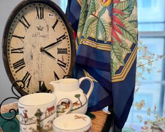 Hermes scarf, Wedgwood Hunting Scene china