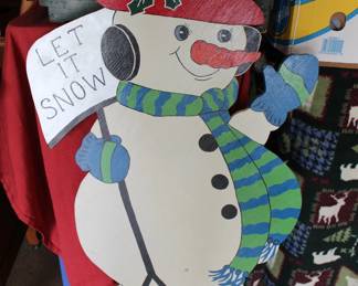 Large wood cutout snowman, in great shape