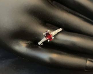 Beautiful Sterling Ring With Garnet Stone