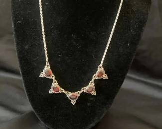 Beautiful Art Nouveau Sterling Garnet Bracelet
