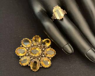 Beautiful Citrine Brooch and Ring