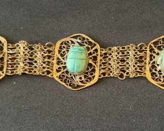 Beautiful Flogree Bracelet With Jade Coloured Stones