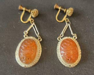 Art Nouveau Carnelian Earrings
