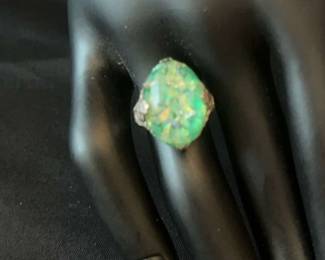 Beautiful Crackle Sterling Art Nouveau Ring