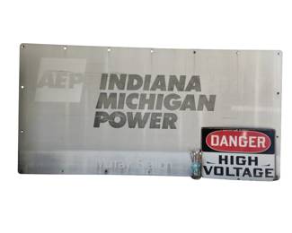 Indiana Michigan Power AEP High Voltage Signs Ceramic +WOWO