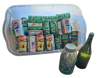STEEL Soda Cans Flip Tops 7-Up Pepsi & More Ball Jar Wine