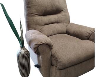 Tweed Rocking Recliner Chair & Vase