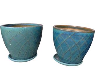 Large Ceramic Terracotta Glazed Planters Fish Scale Finish Patio