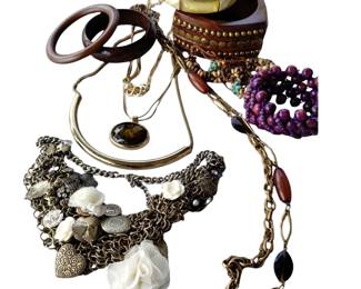 Costume Jewelry Chunky Wood Metal BoHo