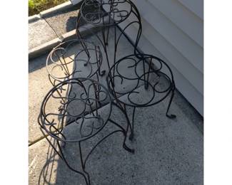 Black Wire Scrolled Plant Stands Patio Deck Tables