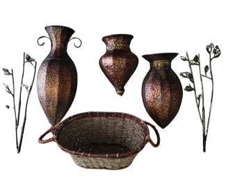 Metal Wall Art Vases Ewers Basket Bamboo Sculpture