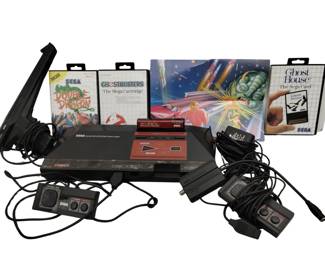 SEGA Master System Video Game Console + Cartridges Powers On
