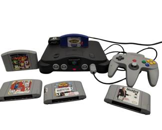 Nintendo 64 Video Game Console Cartridges Controller Powers On