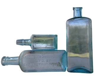 Antique Apothecary Medicine Bottle Aqua Blue Caldwells Chamberlin