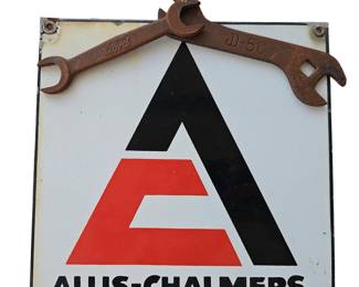 Allis Chalmers Steel Sign & Antique JD50 Ford Wrenches
