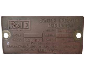Antique R&IE Railway Copper Badge Switch Operating Mechanism
