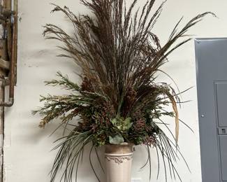 Large Faux Floral Arrangement in Pedestal Vase - $35
Beautifully arranged tall artificial floral display with grasses, greenery, succulents, and accents in a neutral-toned pedestal vase. Makes a dramatic statement in an entryway, living room, or dining space.

Approx. 36–40″ tall overall. Excellent condition.