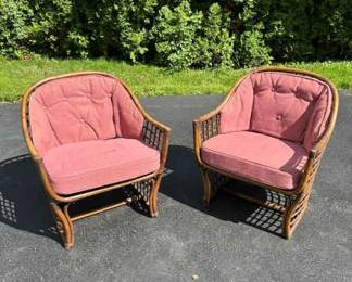 Vintage Bamboo Style Patio Lounge Chairs 