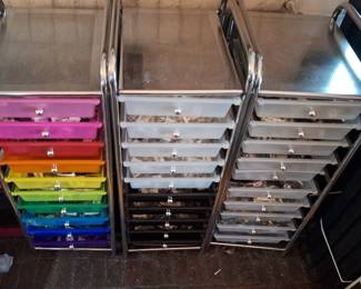 3 10 Drawer Rolling Carts Full of Paparazzi Costume Jewelry 
