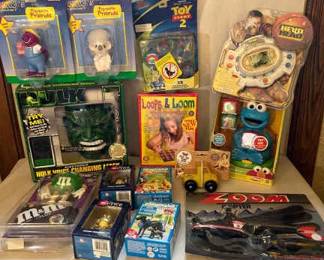 Huge Mixed Toy Lot Disney Toy Story, MMs, Barney  More