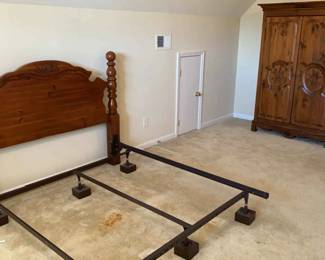 Unbranded Wooden Headboard With Bed Frsme And Wooden Wardrobe 