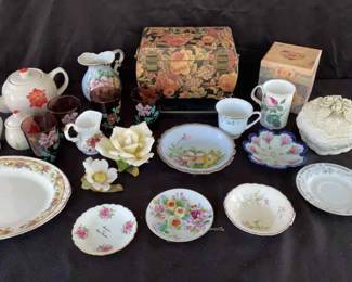 Floral Decor Including Bone China Pieces Homer Laughlin  Roy Kirkman  Adderley  Gold Coast 