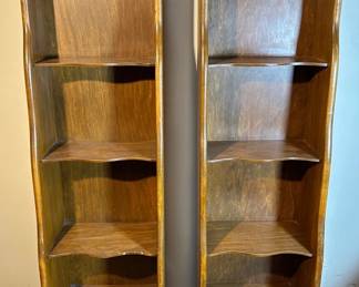 2 Decorative Bookshelves And 2 Swivel Bar Stools