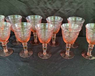 10 Mikasa Tender Leaves Pink Wine Glasses