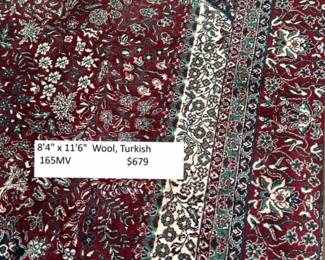 (78) 8’4 x 11’6 Turkish Wool Area Rug $679
