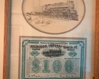Interesting framed AT& SF memorabilia.