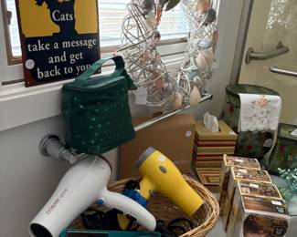 Bath items. Boxes of unopened hair color.