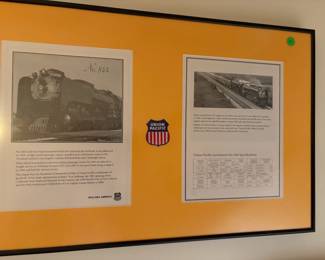 Union Pacific framed memorabilia.