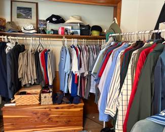 Quality men's clothing and one of the 2 cedar chests available for sale.