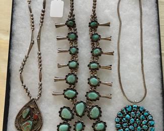 Oh wow!  Nice vintage squash blossom and 2 great pendants.