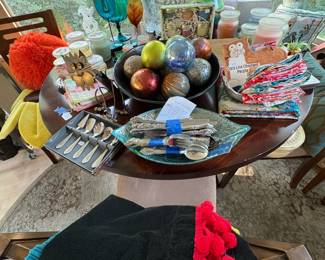 Fun and colorful items on the sunroom.