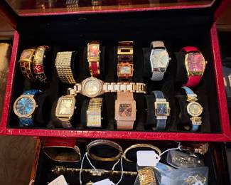 One of several boxes of watches.