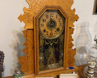One of several antique clocks.