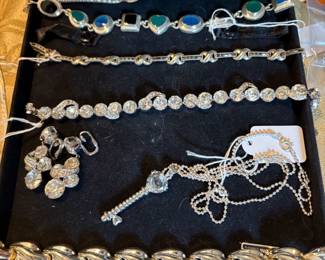 Eisenberg bracelet and earrings. Other sterling items.